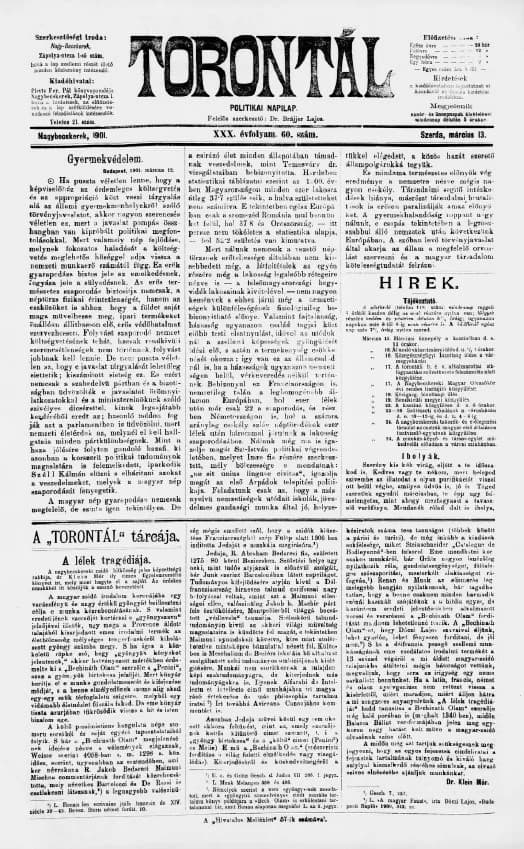 Torontál, 30. évf. 1901. március 13. 60. sz.