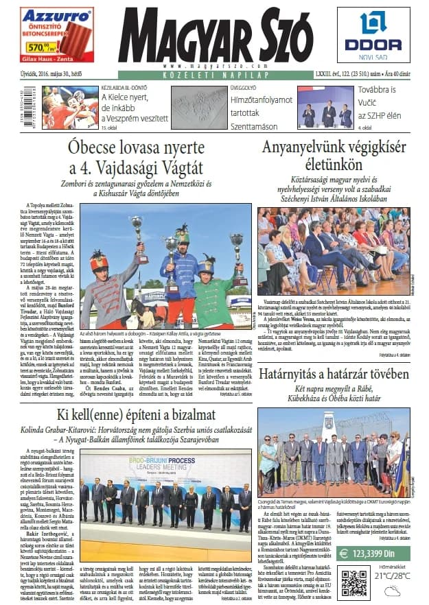 Magyar Szó, 73. évf. 2016. május 30. 122. sz. 1–20. oldal