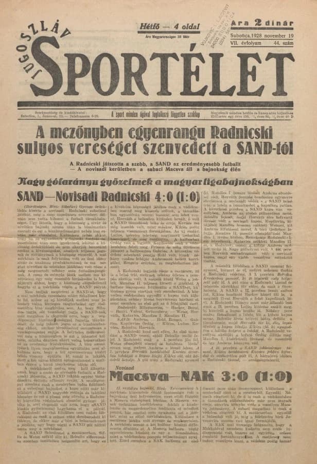 Jugoszláv sportélet, 7. évf. 1928. november 19. 44. sz.
