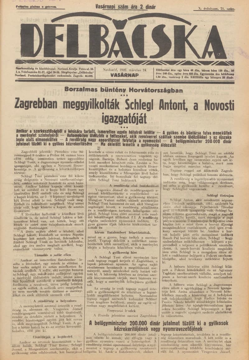 Délbácska, 10. évf. 1929. március 24. 71. sz.