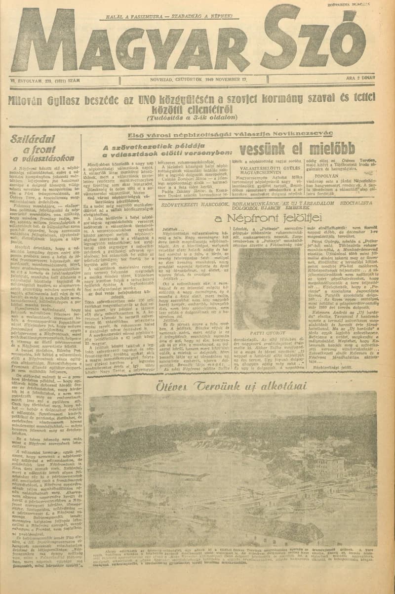 Magyar Szó, 6. évf. 1949. november 17. 273. sz. 1–4. oldal