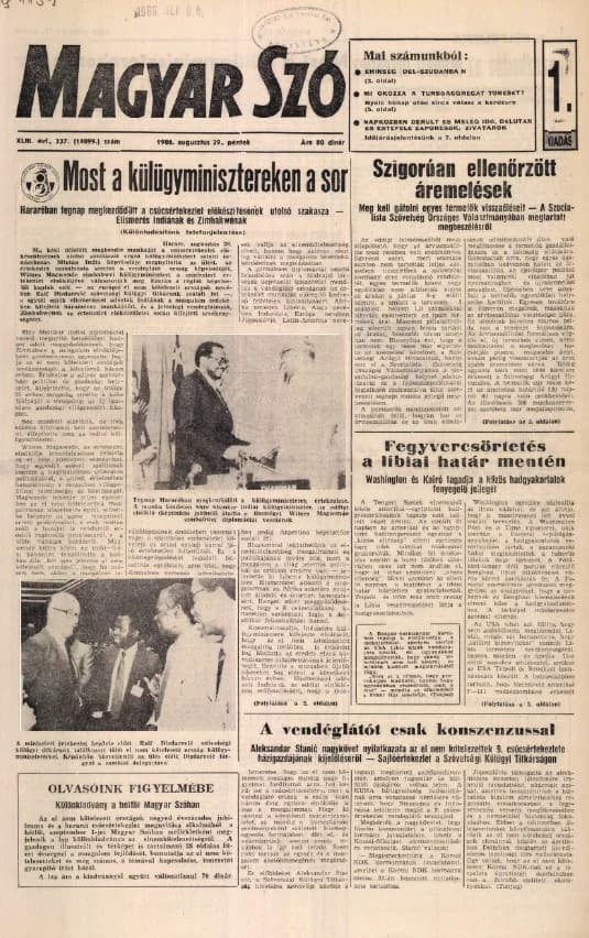 Magyar Szó, 43. évf. 1986. augusztus 29. 237. sz. 1–16. oldal