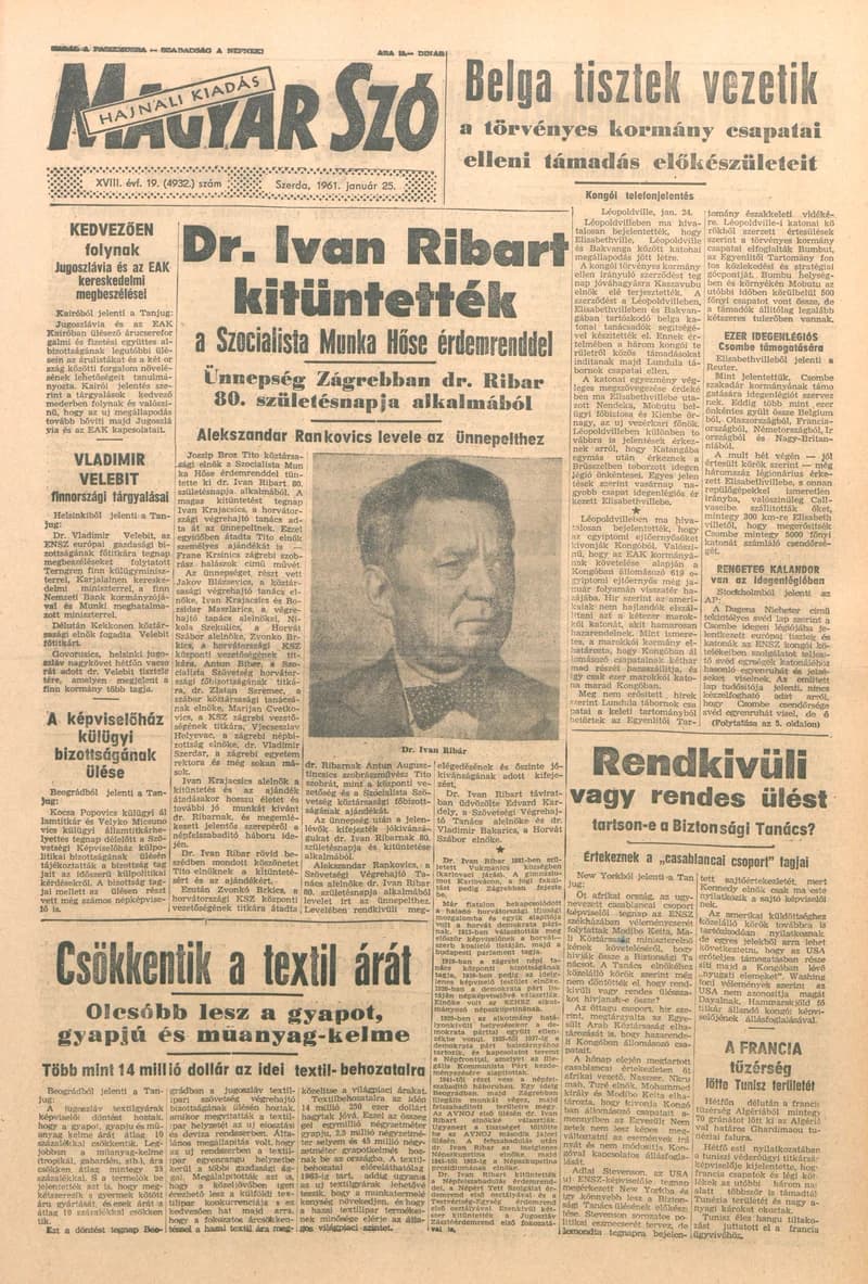 Magyar Szó, 18. évf. 1961. január 25. 19. sz. 1–12. oldal