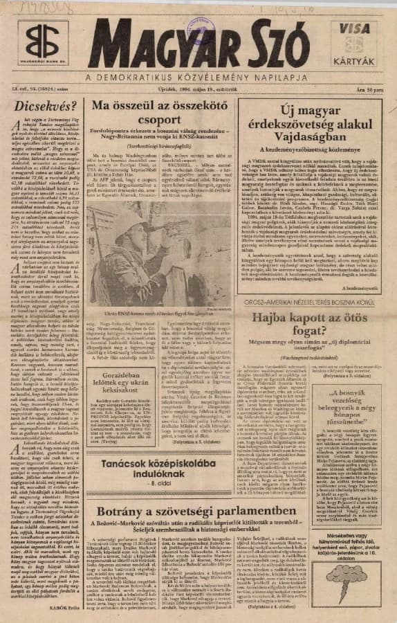 Magyar Szó, 51. évf. 1994. május 19. 95. sz. 1–16. oldal