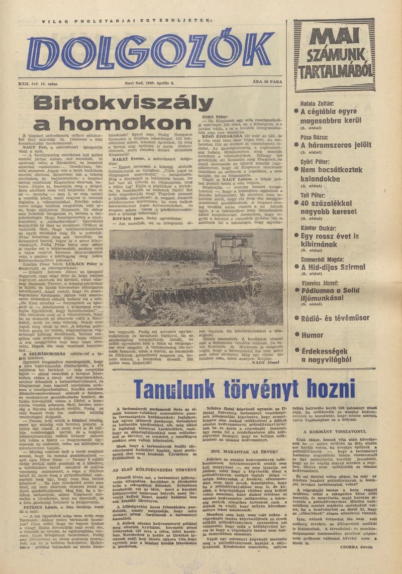 Dolgozók, 23. évf. 1969. április 4. 13. sz.