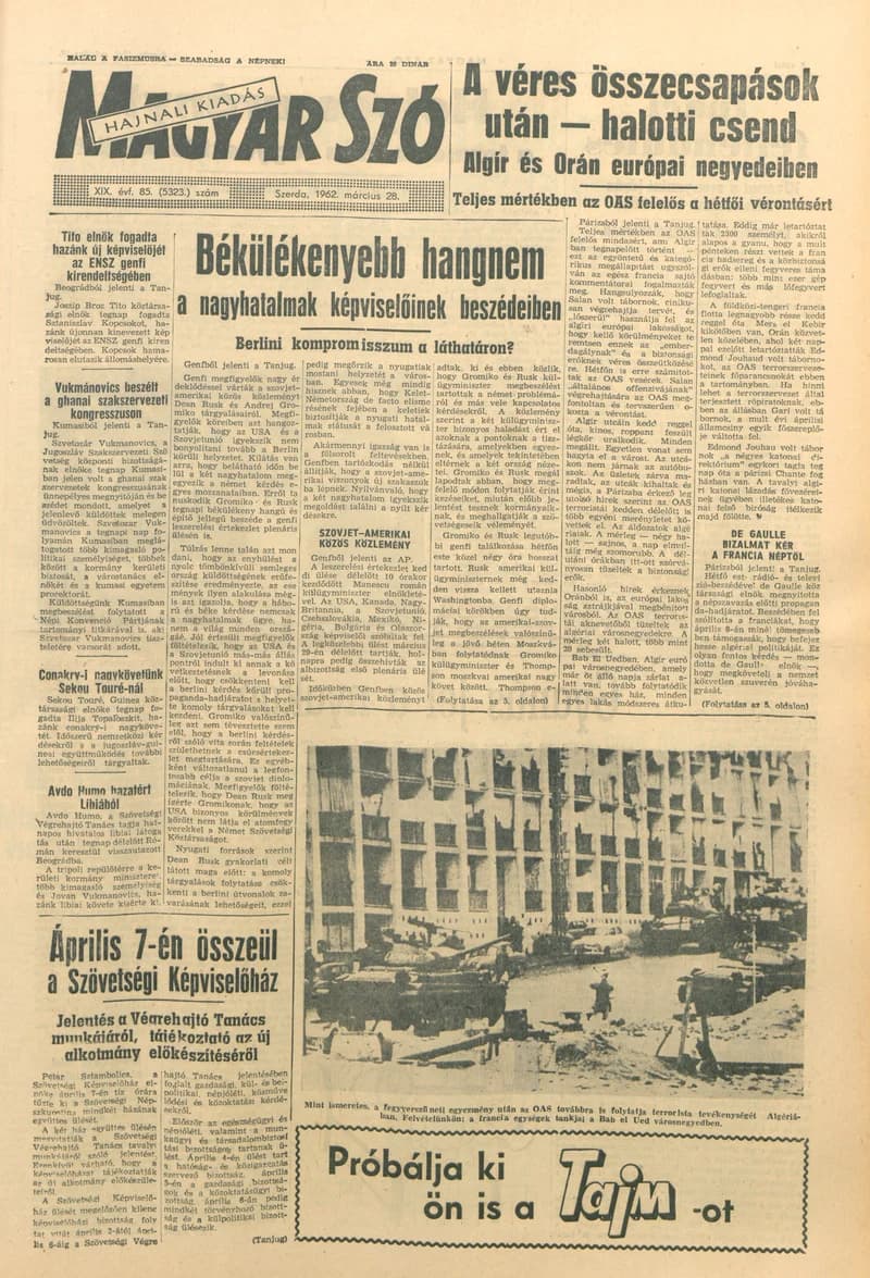 Magyar Szó, 19. évf. 1962. március 28. 85. sz. 1–14. oldal