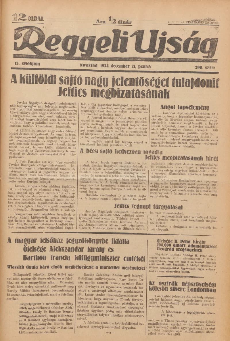 Reggeli Újság, 15. évf. 1934. december 21. 298. sz.