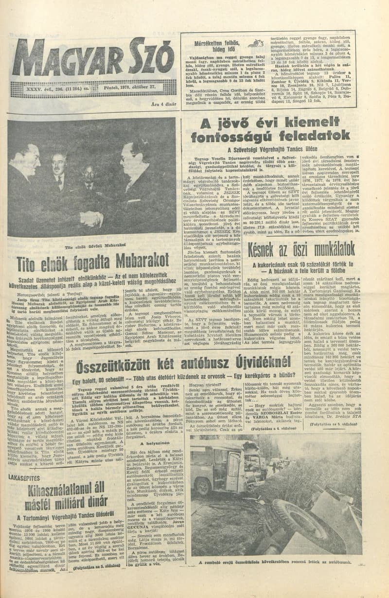 Magyar Szó, 35. évf. 1978. október 27. 296. sz. 1–24. oldal