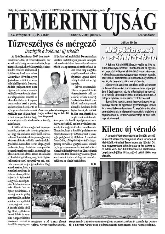 Temerini Újság, 15. évf. 2009. július 9. 27. sz.