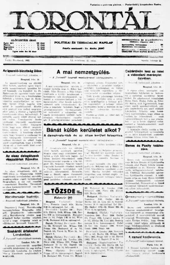 Torontál, 51. évf. 1922. február 22. 41. sz.
