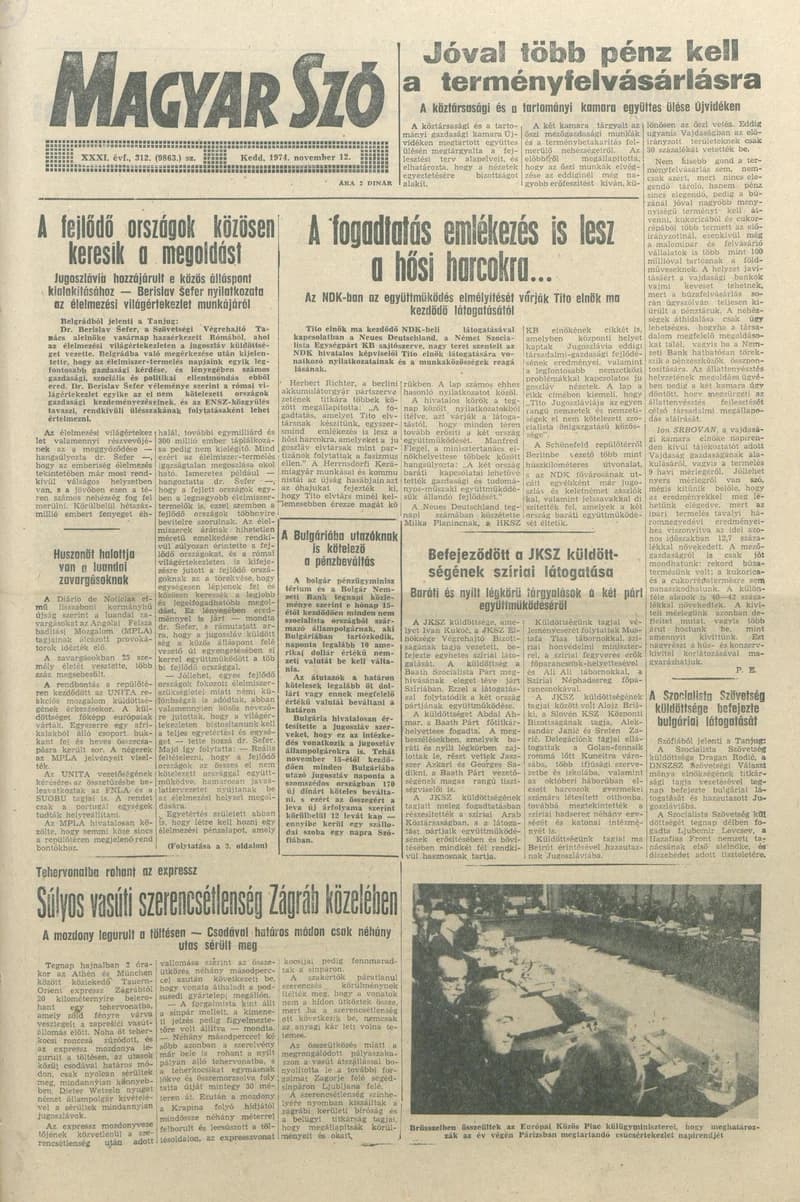 Magyar Szó, 31. évf. 1974. november 12. 312. sz. 1–20. oldal