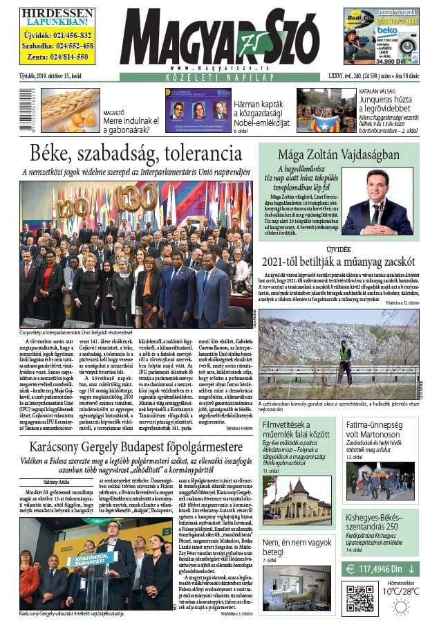 Magyar Szó, 76. évf. 2019. október 15. 240. sz. 1–20. oldal