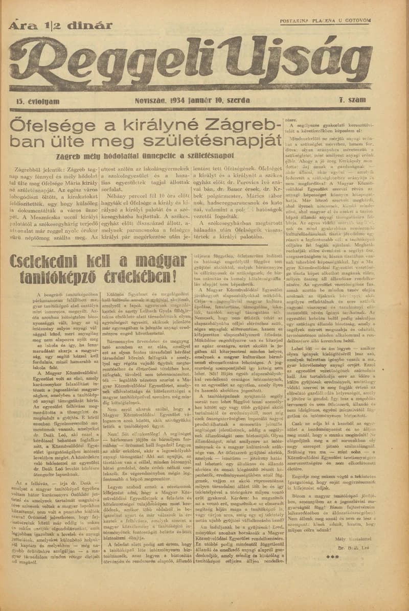Reggeli Újság, 15. évf. 1934. január 10. 7. sz.