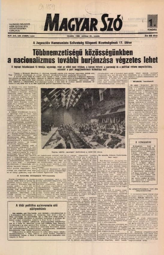 Magyar Szó, 45. évf. 1988. október 19. 289. sz.