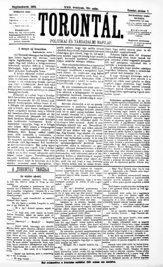 Torontál, 22. évf. 1893. október 7. 230. sz.