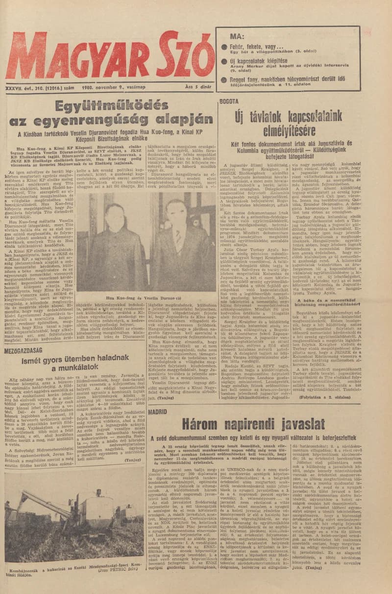 Magyar Szó, 37. évf. 1980. november 9. 310. sz. 1–28. oldal