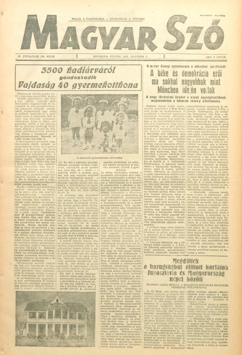 Magyar Szó, 4. évf. 1947. október 3. 242. sz. 1–6. oldal