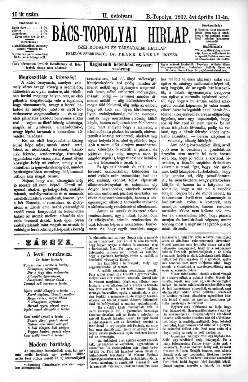 Bács-Topolyai Hirlap, 2. évf. 1897. április 11. 15. sz.
