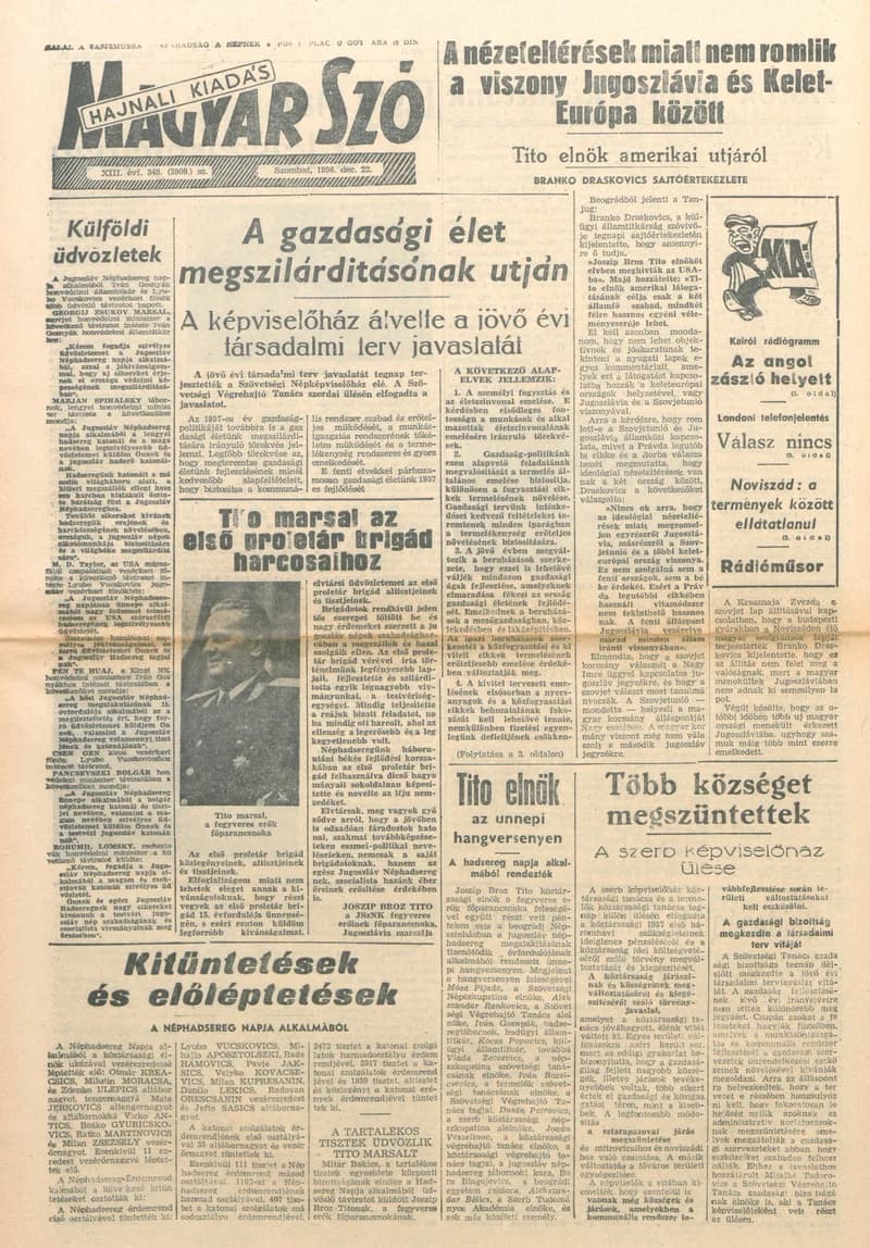 Magyar Szó, 13. évf. 1956. december 22. 348. sz. 1–12. oldal