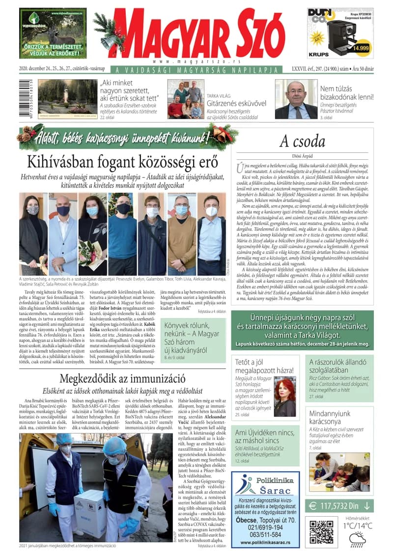 Magyar Szó, 77. évf. 2020. december 24. – 27. 297. sz. 1–40. oldal