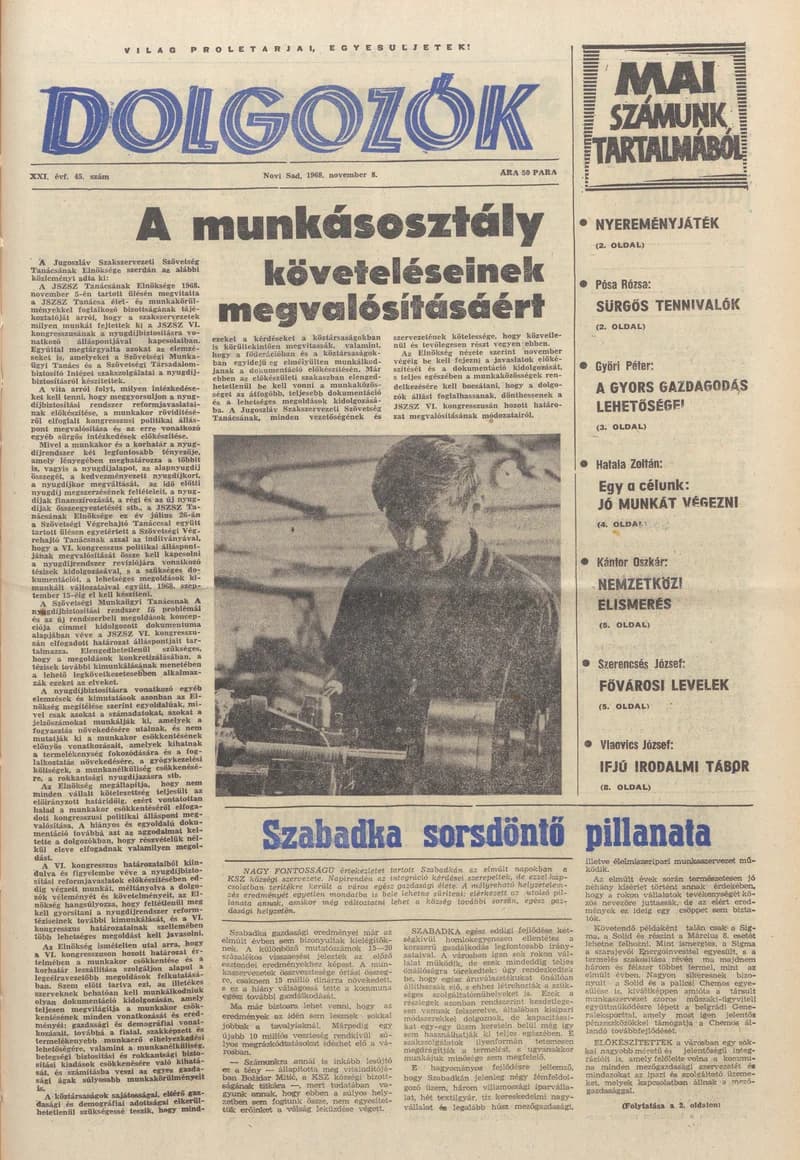 Dolgozók, 22. évf. 1968. november 8. 45. sz.
