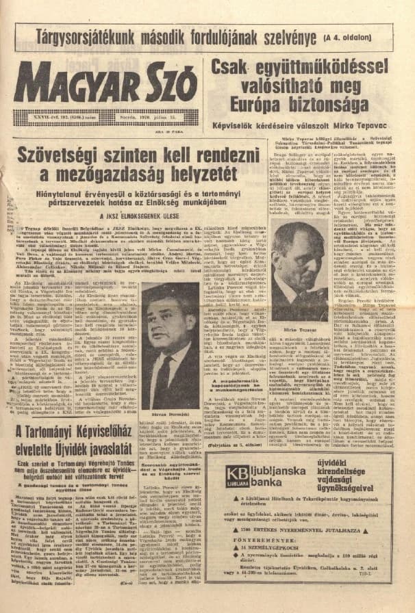 Magyar Szó, 27. évf. 1970. július 15. 192. sz. 1–14. oldal