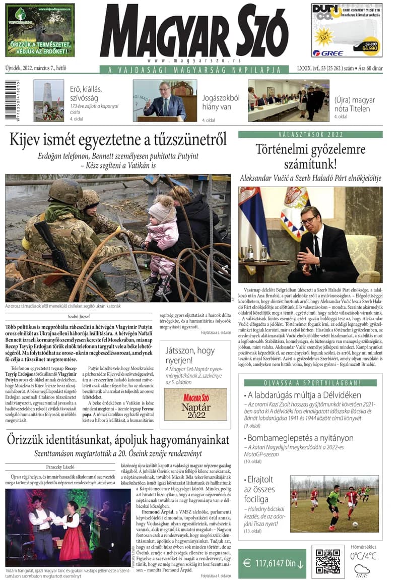 Magyar Szó, 79. évf. 2022. március 7. 53. sz. 1–16. oldal