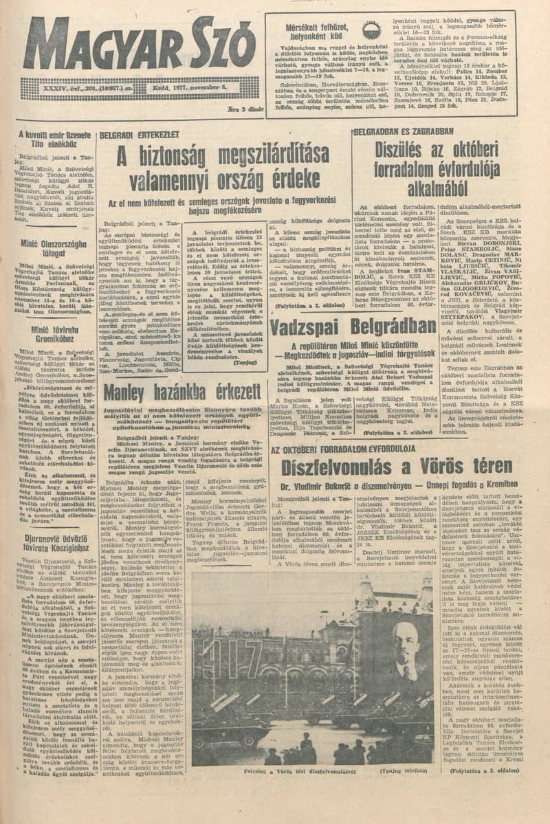 Magyar Szó, 34. évf. 1977. november 8. 308. sz.