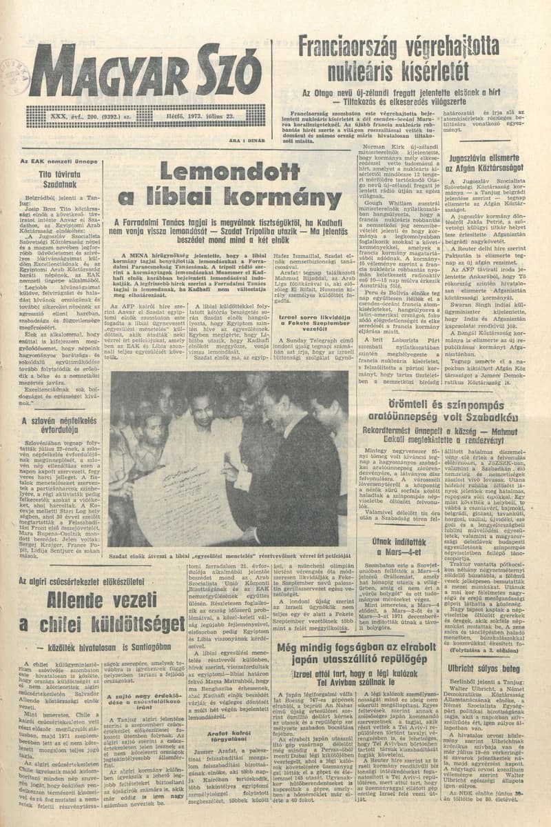 Magyar Szó, 30. évf. 1973. július 23. 200. sz. 1–4. oldal