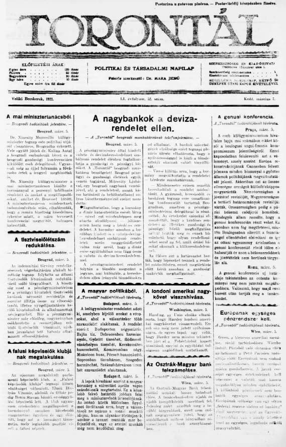 Torontál, 51. évf. 1922. március 7. 52. sz.