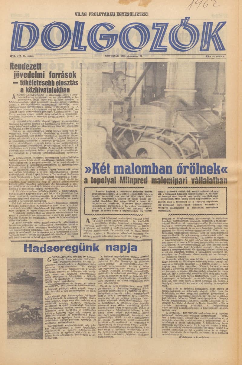 Dolgozók, 16. évf. 1962. december 21. 51. sz.