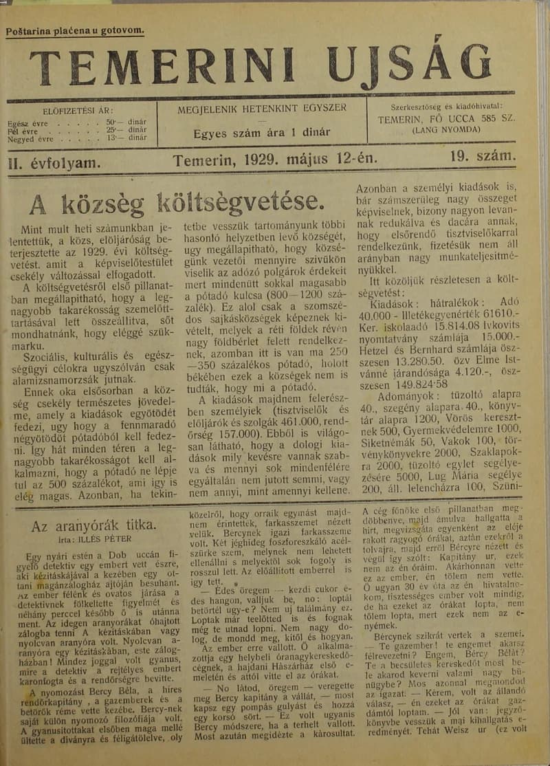 Temerini Újság 1928-1944, 2. évf. 1929. május 12. 19. sz.