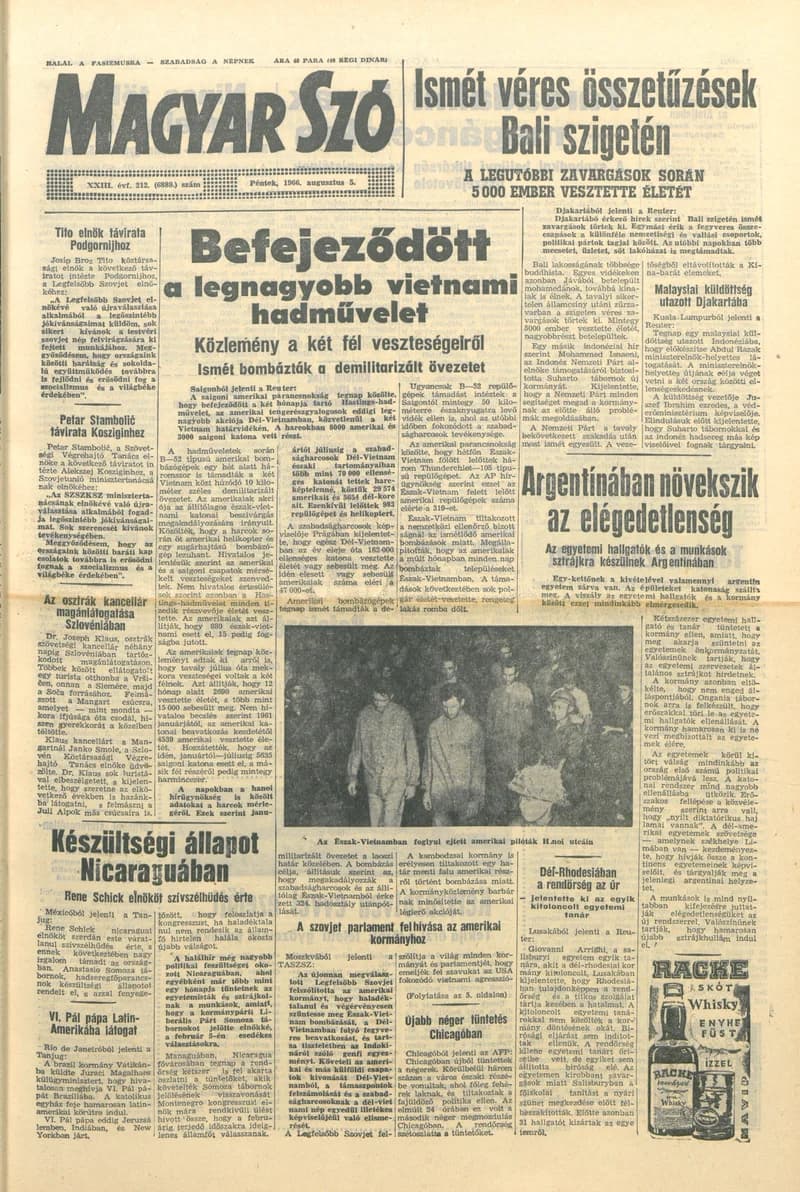 Magyar Szó, 23. évf. 1966. augusztus 5. 212. sz.