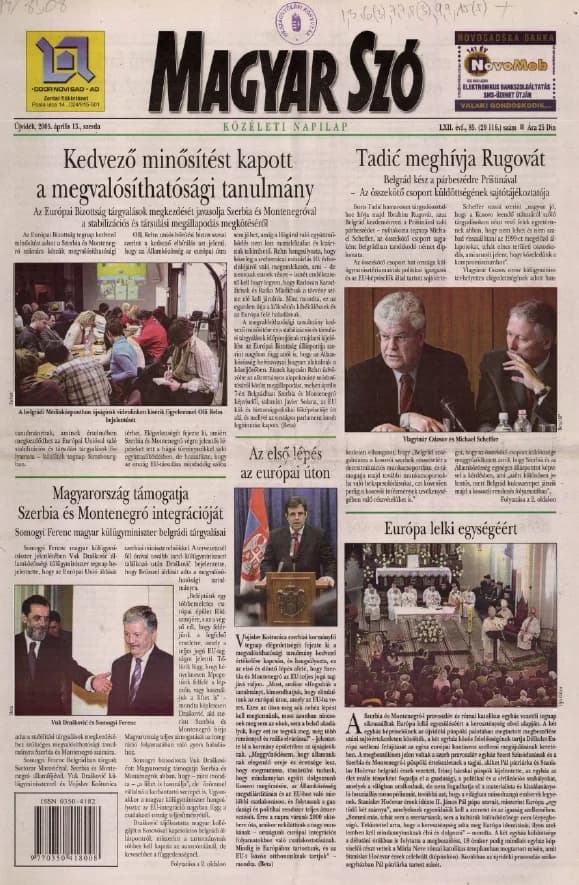 Magyar Szó, 62. évf. 2005. április 13. 85. sz. 1–20. oldal