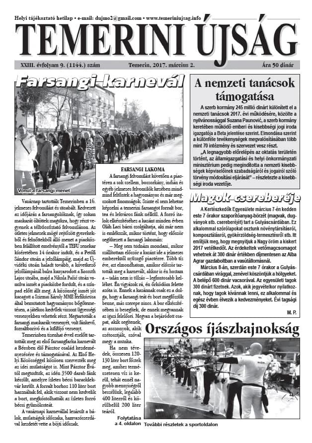 Temerini Újság, 23. évf. 2017. március 2. 9. sz.