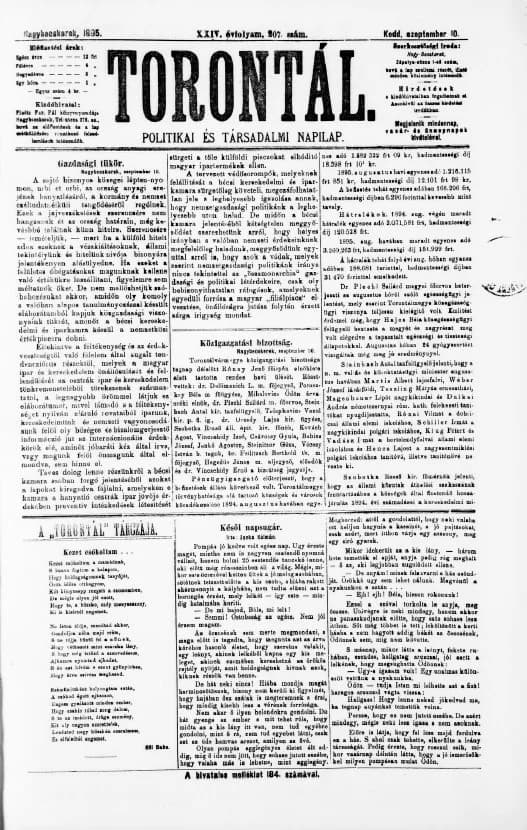 Torontál, 24. évf. 1895. szeptember 10. 207. sz.