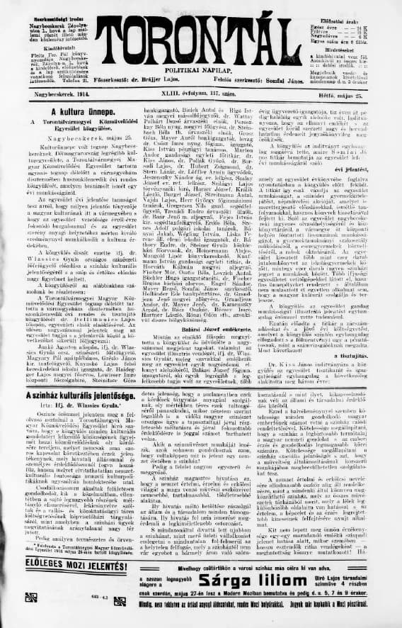 Torontál, 43. évf. 1914. május 25. 117. sz.
