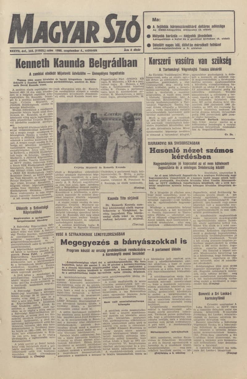 Magyar Szó, 37. évf. 1980. szeptember 4. 244. sz. 1–20. oldal