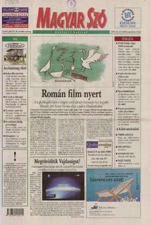 Magyar Szó, 66. évf. 2009. július 25. – 26. 171. sz. 1–24. oldal