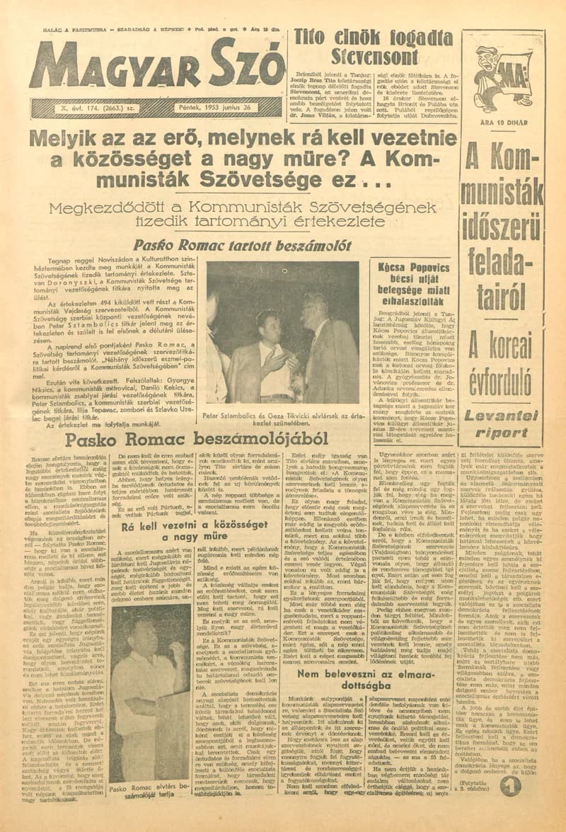Magyar Szó, 10. évf. 1953. június 26. 174. sz. 1–10. oldal