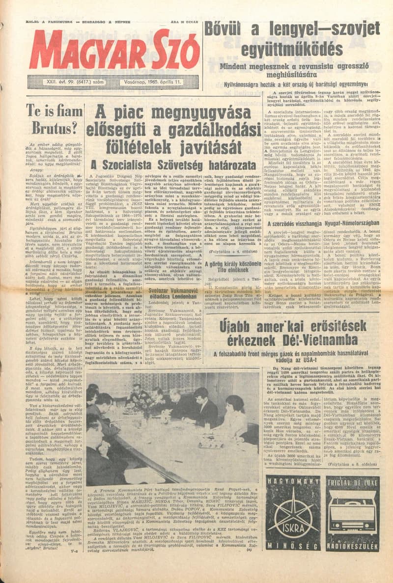 Magyar Szó, 22. évf. 1965. április 11. 99. sz. 1–24. oldal