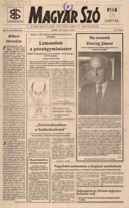 Magyar Szó, 52. évf. 1995. január 31. 24. sz. 1–16. oldal