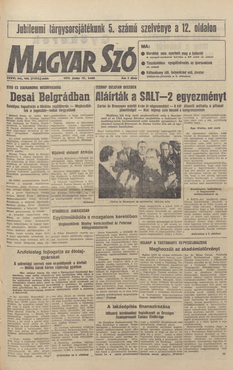 Magyar Szó, 36. évf. 1979. június 19. 166. sz. 1–16. oldal