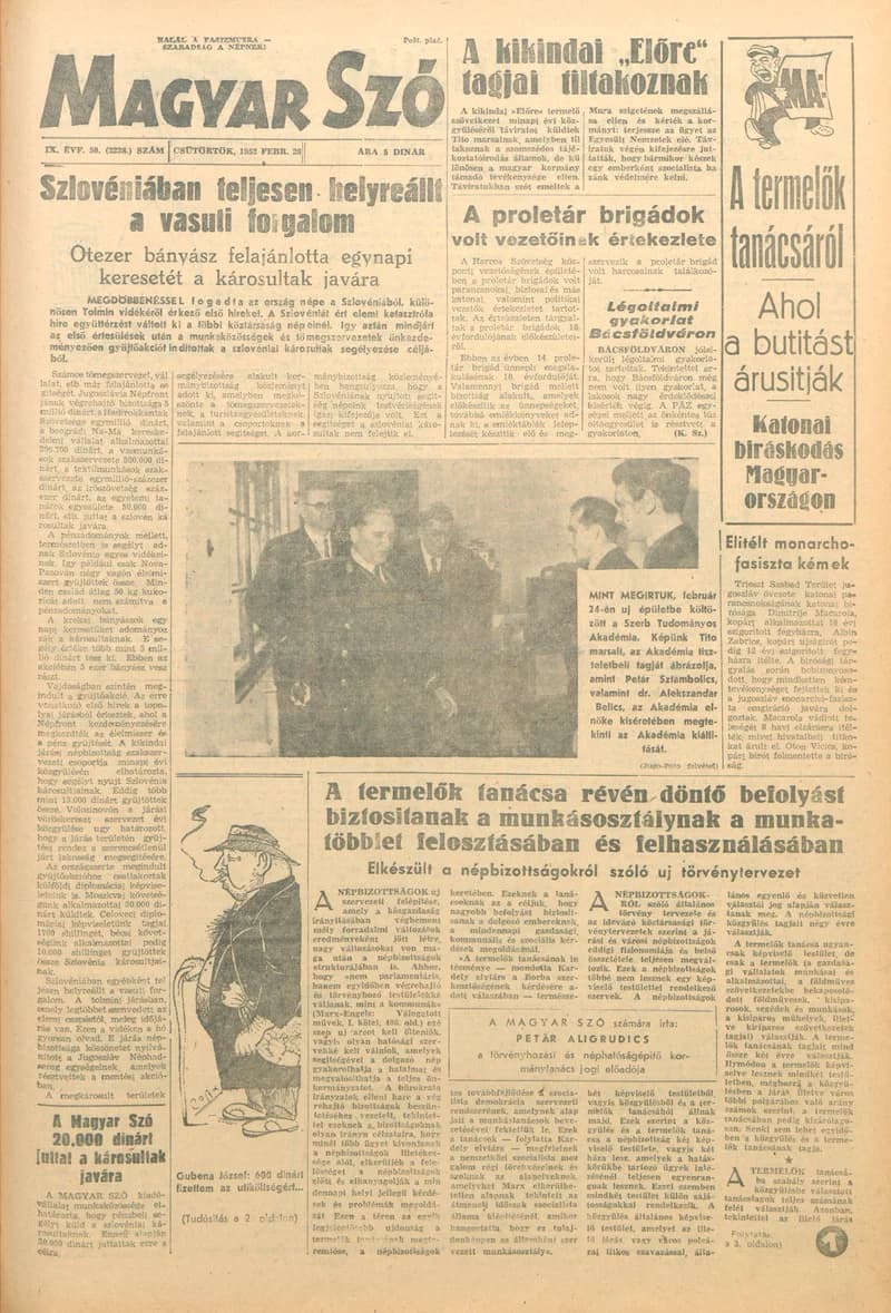 Magyar Szó, 9. évf. 1952. február 28. 50. sz. 1–6. oldal