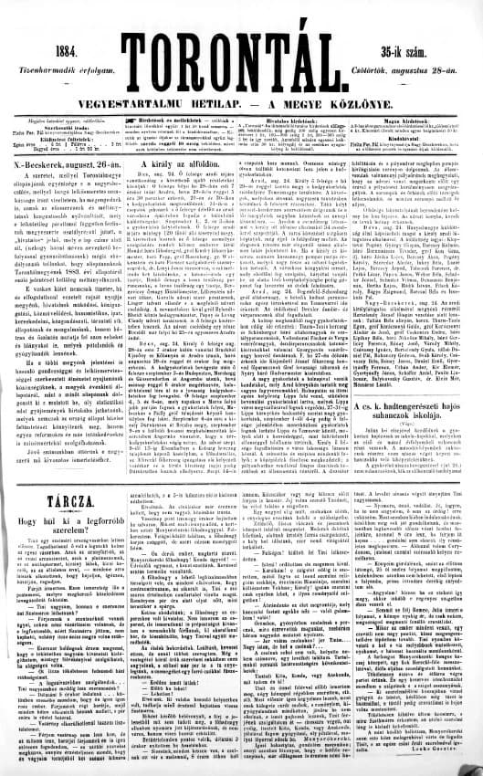 Torontál, 13. évf. 1884. augusztus 28. 35. sz.
