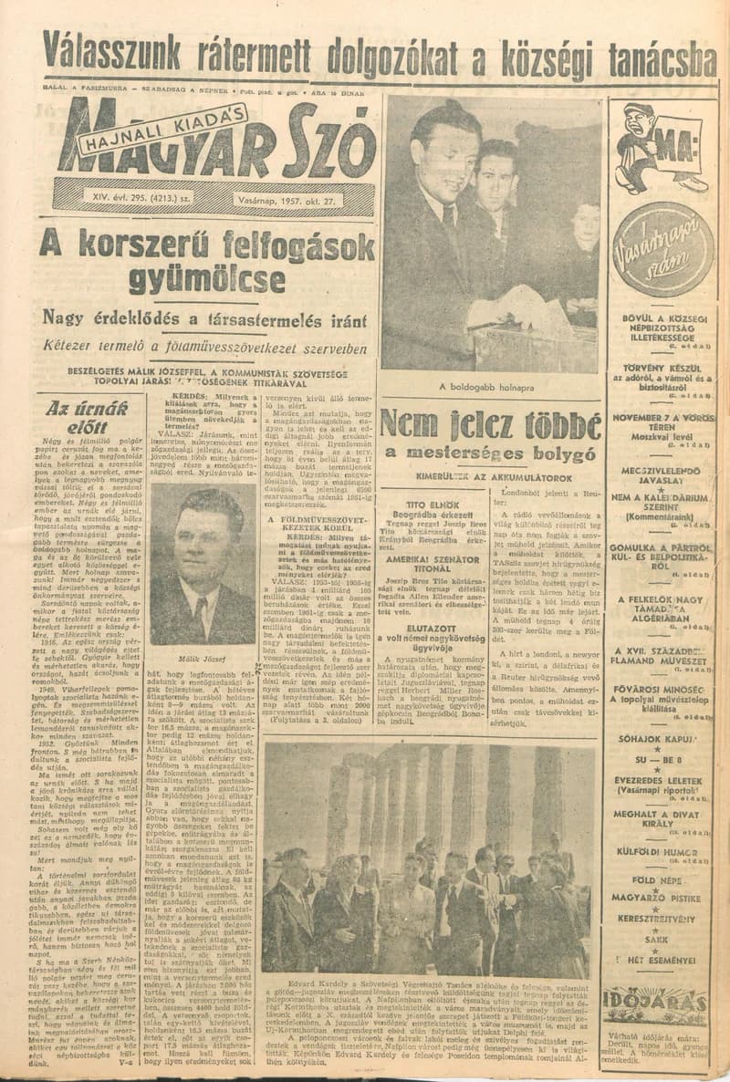 Magyar Szó, 14. évf. 1957. október 27. 295. sz. 1–20. oldal