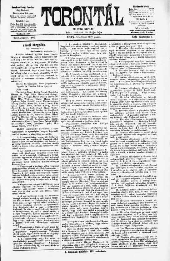 Torontál, 29. évf. 1900. szeptember 11. 207. sz.