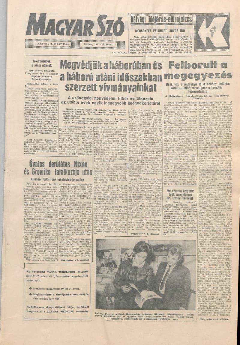 Magyar Szó, 28. évf. 1971. október 1. 270. sz. 1–12. oldal