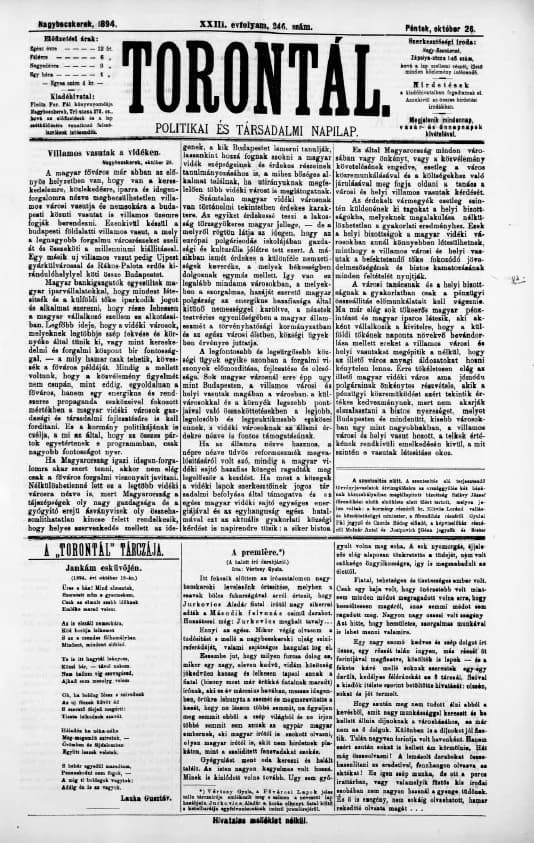 Torontál, 23. évf. 1894. október 26. 246. sz.