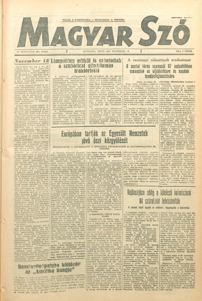 Magyar Szó, 4. évf. 1947. november 18. 282. sz. 1–6. oldal